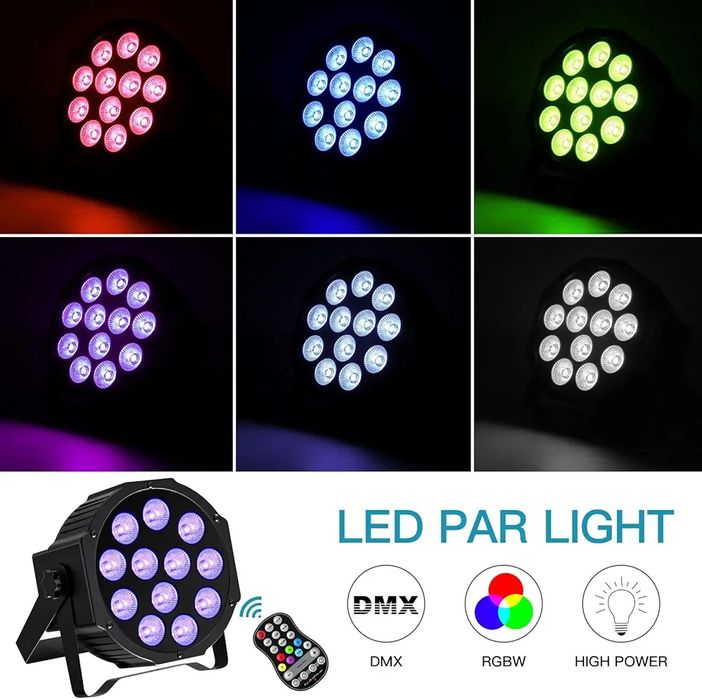 Презареждаем диско RGBW LED прожектор с DMX, 24W, дистанционно