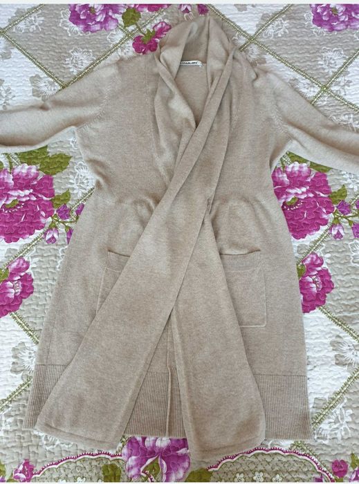 Cardigan bej crem nude lana casmir