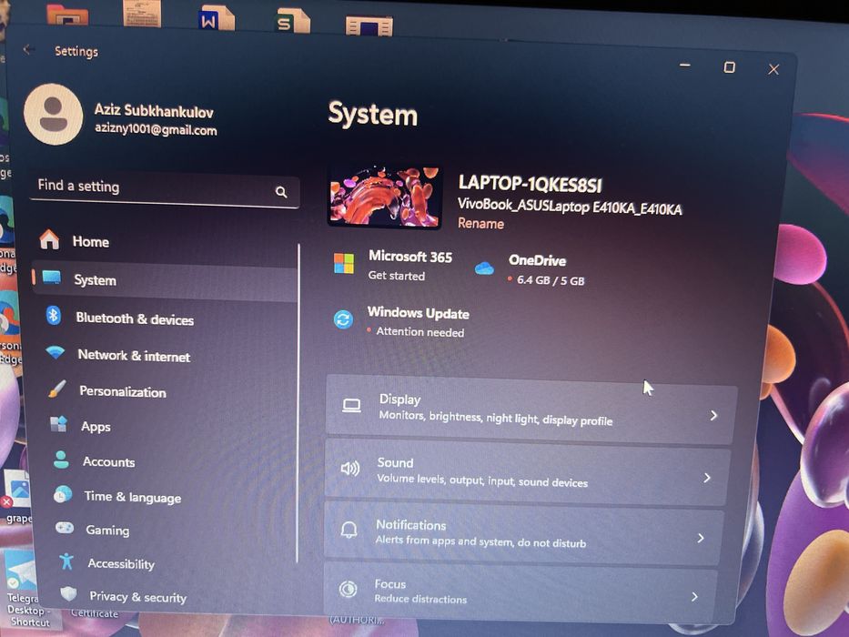 Sotiladi: ASUS VivoBook E410KA noutbuk