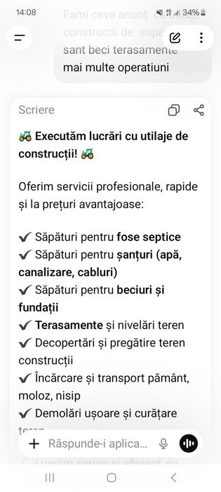 Excavator de închiriat