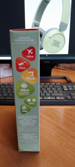 Детски слушалки с микрофон JBL - JR310 BT, безжични, зелени