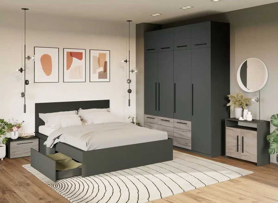 Dulap Inalt 2m Gri Noce - Transport Gratuit in 4-10 zile