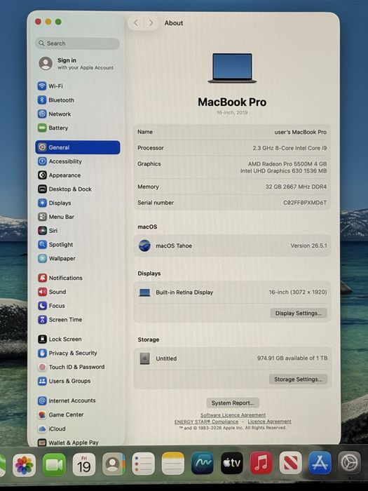 MacBook Pro 16” (2019) – Core i9 / 32 GB RAM / 1 TB SSD