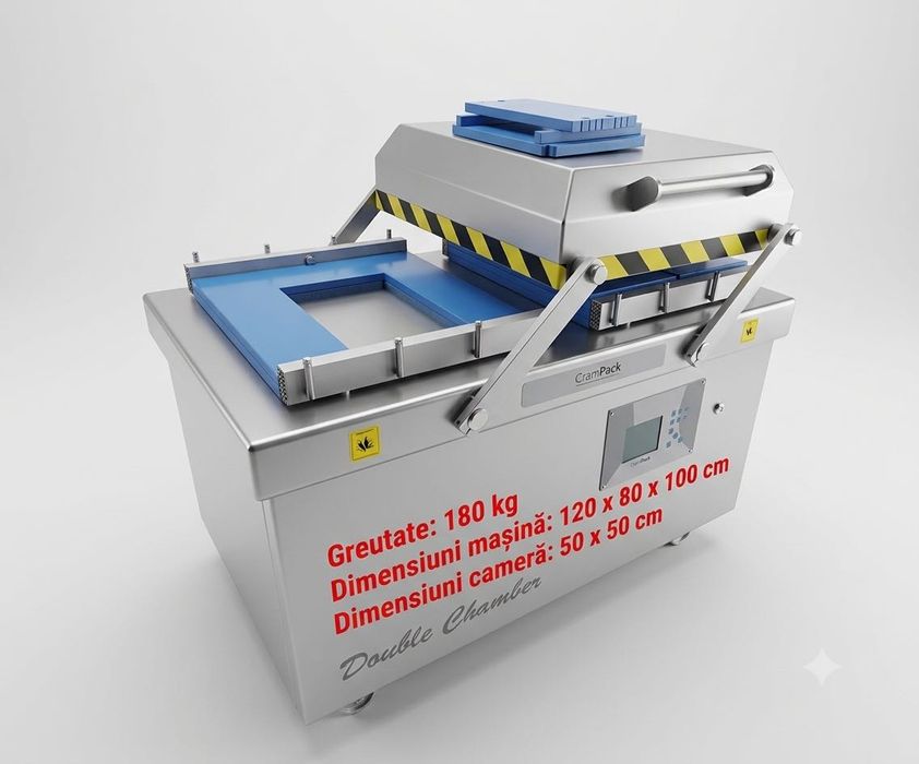 Mașină de Vidat Industrială Dublă Cameră (Double Chamber Vacuum Machine) CromPack – Oțel Inox AISI-304