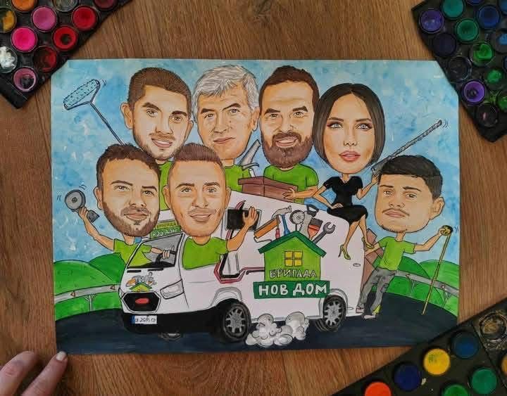 Карикатура по снимка - ръчно рисувана