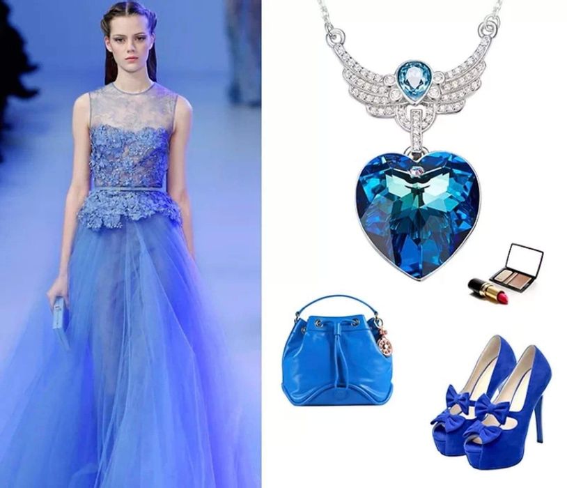 Колие със синьо сърце