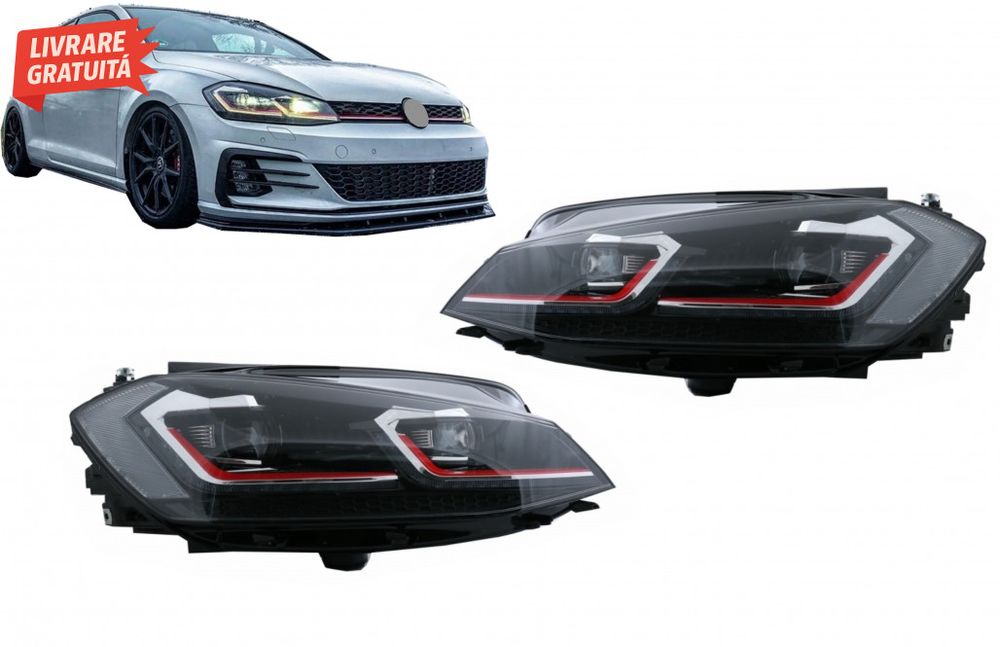Faruri LED VW Golf 7.5 VII (2017+) GTI Look cu Semnal Dinamic