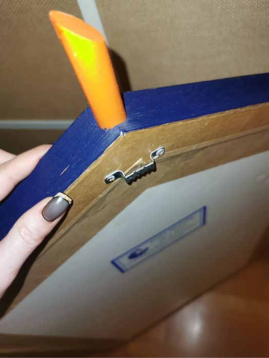 Картина абстрактна сюрреалистична в синя рамка ръчно изработена хартия