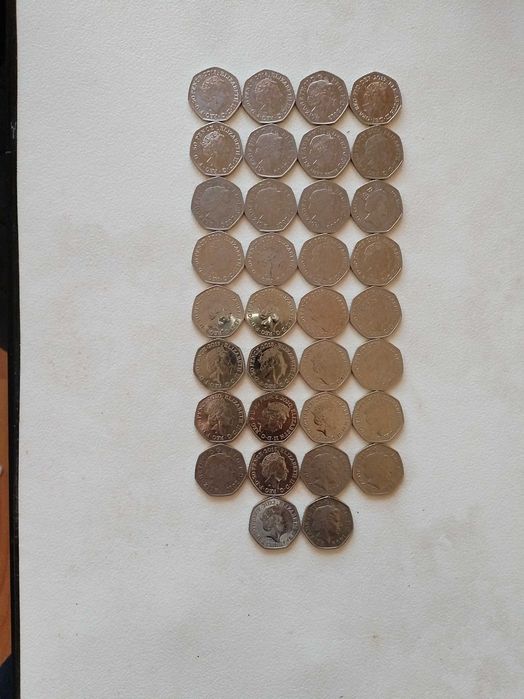 Английски Монети 50p Английски Пенс. Колекция от Най-Редките, Юбилейни и Скъпи 50 Пенса