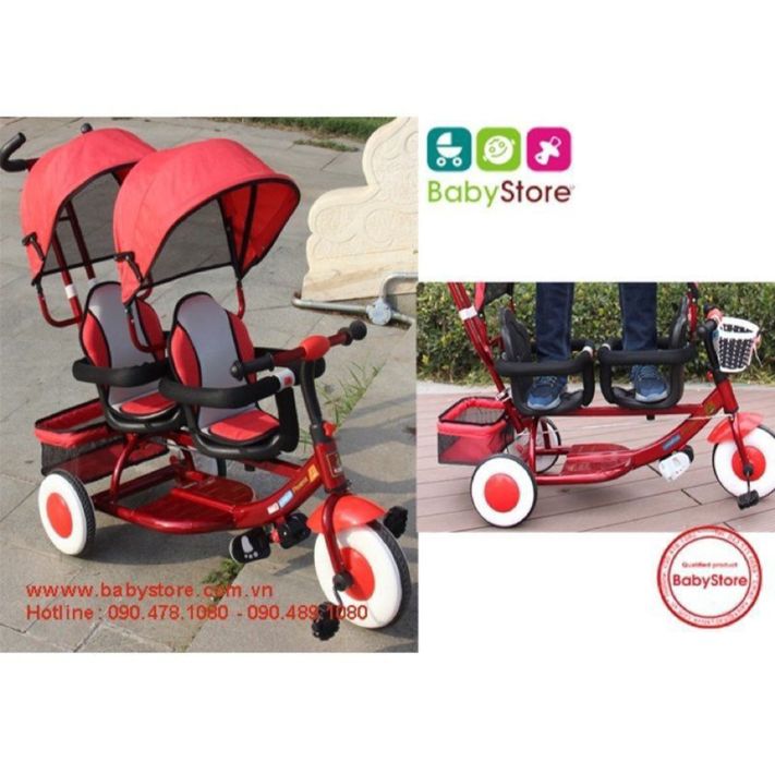 Двухместная коляска трехколесный велосипед с 2 ме