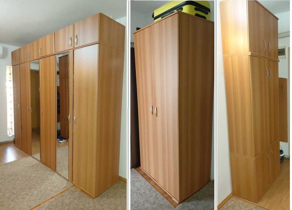 mobilier dormitor si hol. dulapuri, pat, mini biblioteca