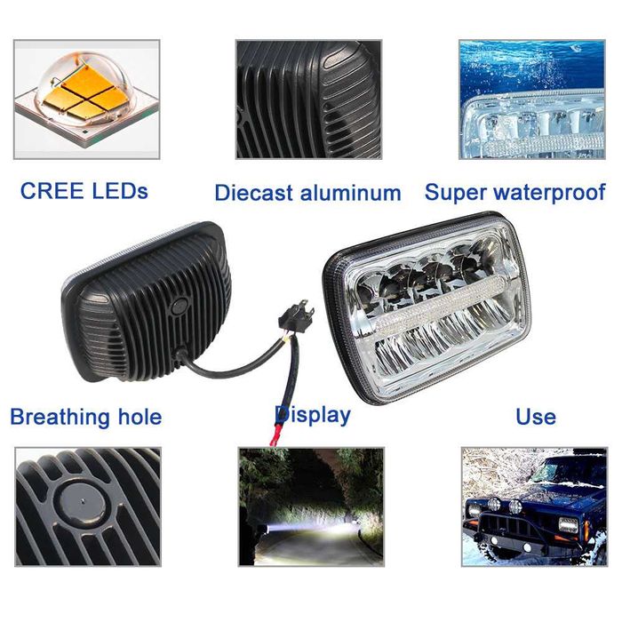 Set Faruri Wrangler YJ / Cherokee XJ 5×7 90W Patrol Landcruiser L200