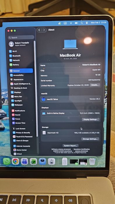 Macbook Air M4 Sky Blue 16 Gb RAM 512, 15,3 inch