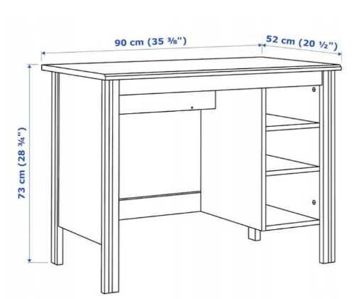 Бюро IKEA BRUSALI, бяло, 90x52 см, с регулируеми рафтове