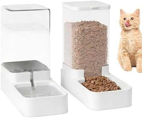 Нов Комплект хранилка и поилка за котки и малки кучета 3.3L за любимци