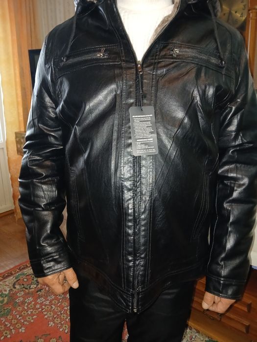 Кожаная зимняя куртку