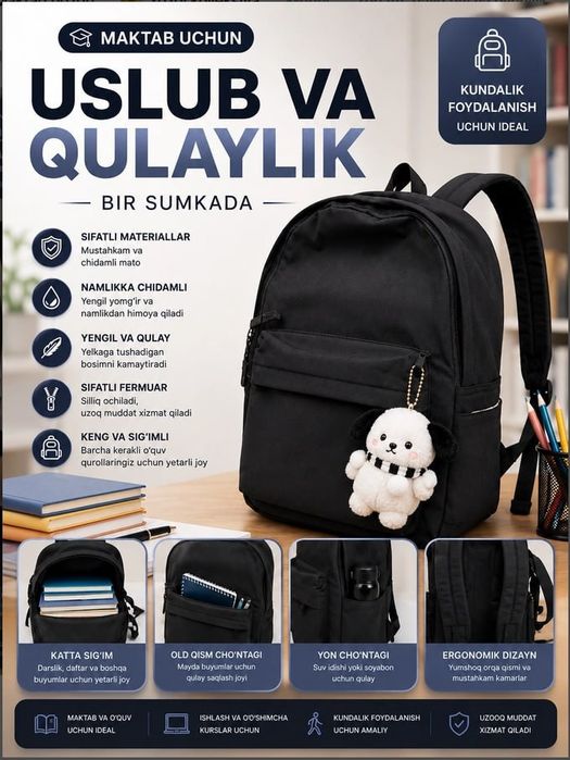 Qizlar uchun maktab sumkasi