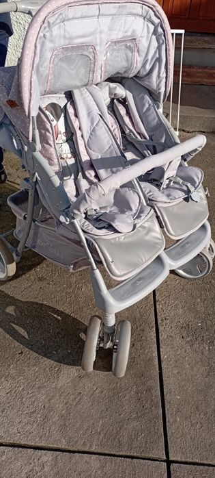 Cărucior gemeni culoare gri