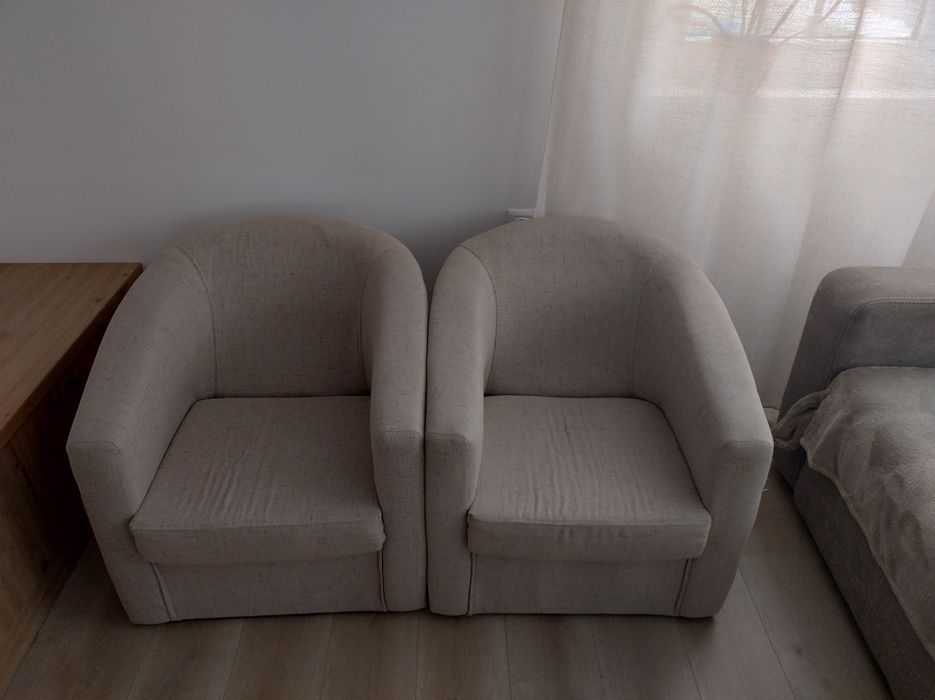 Fotolii / fotoliu material textil culoare crem