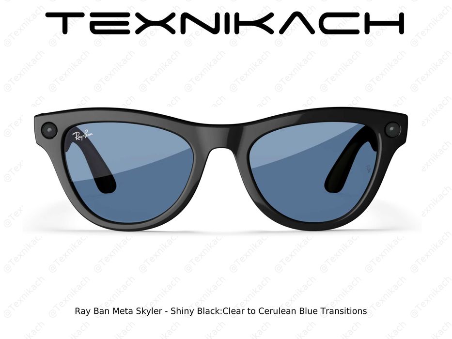 Новый Ray Ban Meta Skyler- Shiny Black/Clear to Cerulean Blue Доставка
