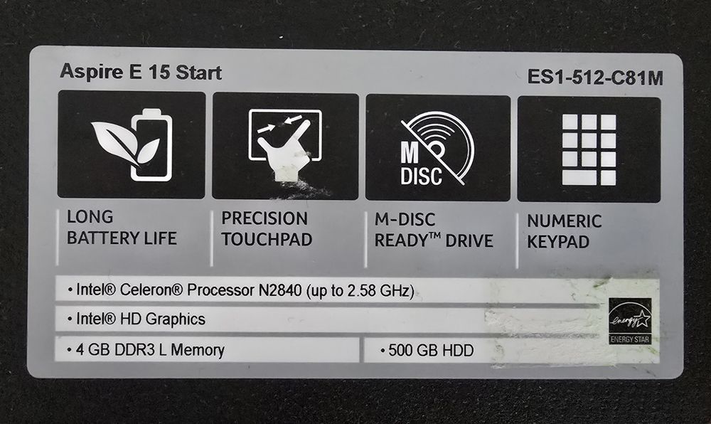 Acer E15 -ES1-512-81M