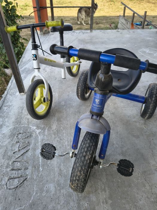 Vând bicicleta fara roti și tricicleta
