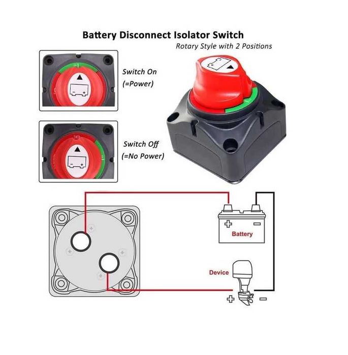 Ключ маса, превключвател, изолатор, 12–48V, 275A
