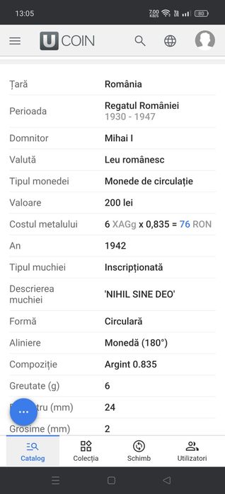 Monede argint 200 lei regele Mihai