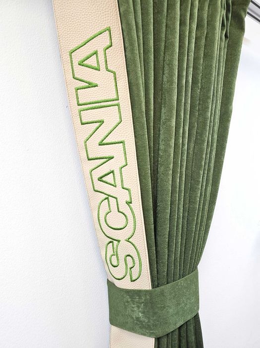 Зелени пердета за камиони SCANIA комплект с кукички тип холандско чело
