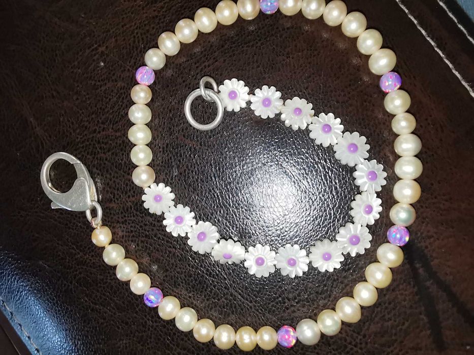 Colier perle naturale și opal natural, cu argint, Hotton Labs