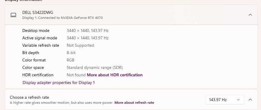 Dell S3422DWG 34" Curbat Gaming — WQHD 3440x1440, 144Hz, VA, FreeSync Premium Pro, HDR400