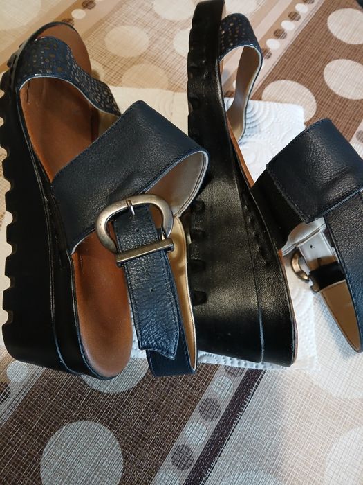 Дамски сандали на платформа- естествена кожа