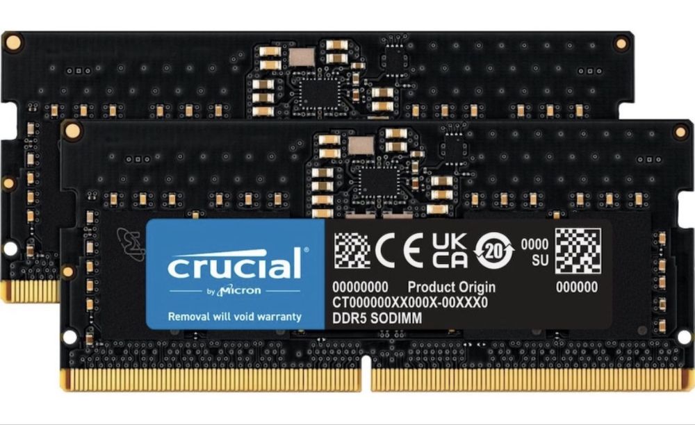 Kit memorie notebook Crucial, 2x32GB, DDR5, 5600MHz, Negru
