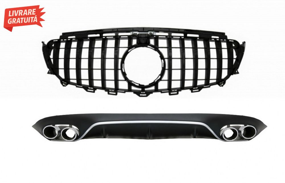 Difuzor Bara Spate cu Grila Centrala Neagra Mercedes E-Class C238 AMG