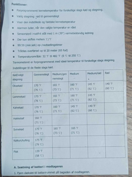 Termometru wifi digital,434RF, CU SONDA, pentru grătar si gatit