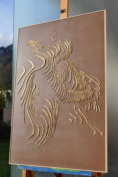 Tablou in relief - Textured art - Foita de aur - Unicat