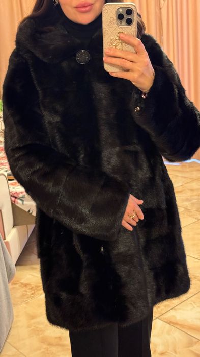 #144 Палто от норка.Визон. Естествена кожа с косъм.