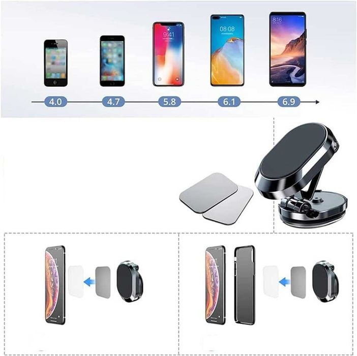 Сгъваема магнитна стойка за телефон със силен магнит - 360 градуса.