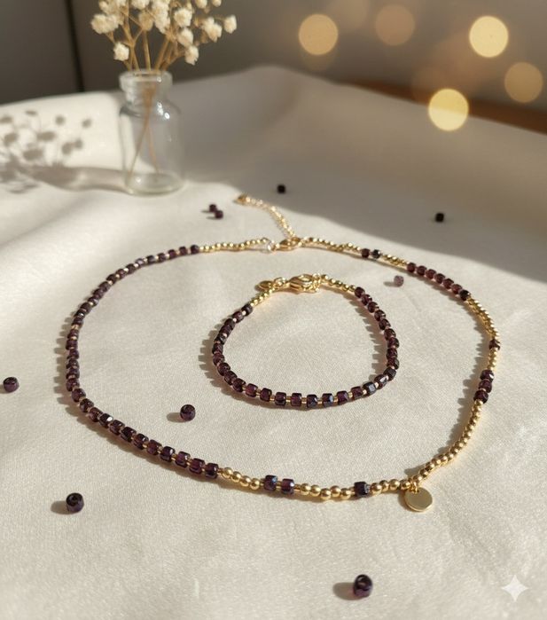 Колиета с перли,еснествени камъни и мъниста ръчна изработка