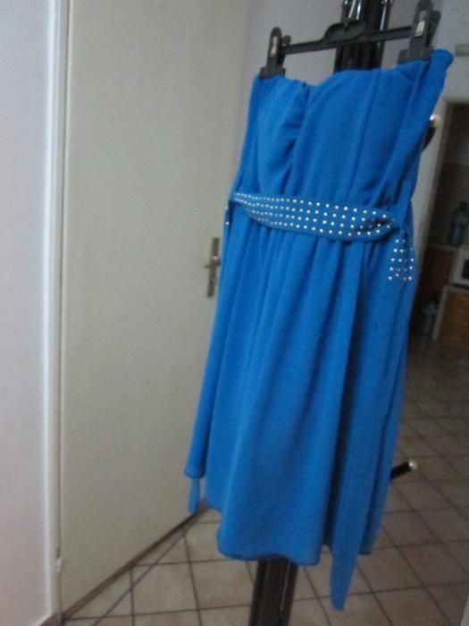 Синя копринена рокля - италианска