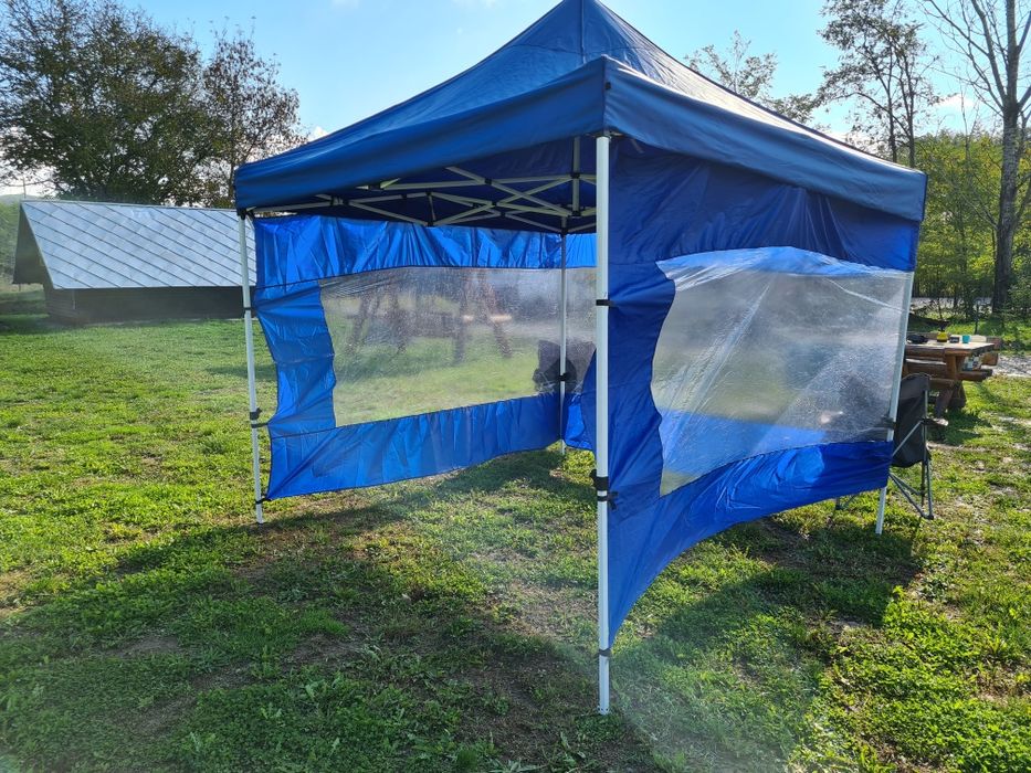 Cort pavilion 3×3 pliabil cu pereti cu geam !