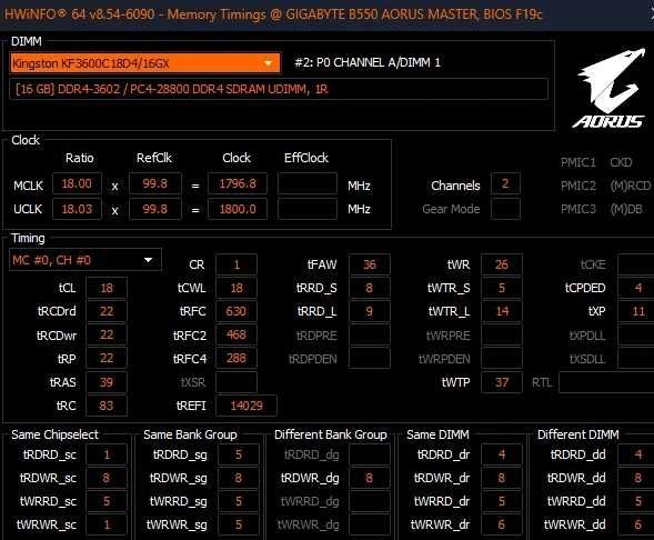 32GB DDR4 Kingston Fury Beast 3600MHz CL18 (2x16GB)