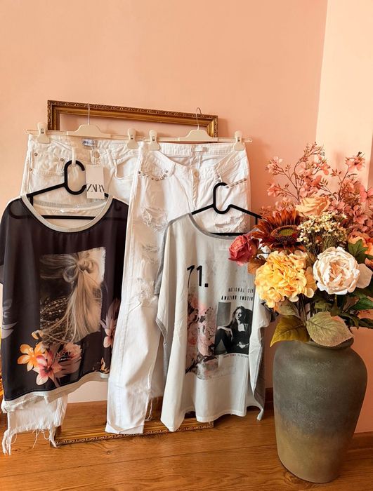 ZARA, H&M, ONLY Нови дамски дънки и тениски