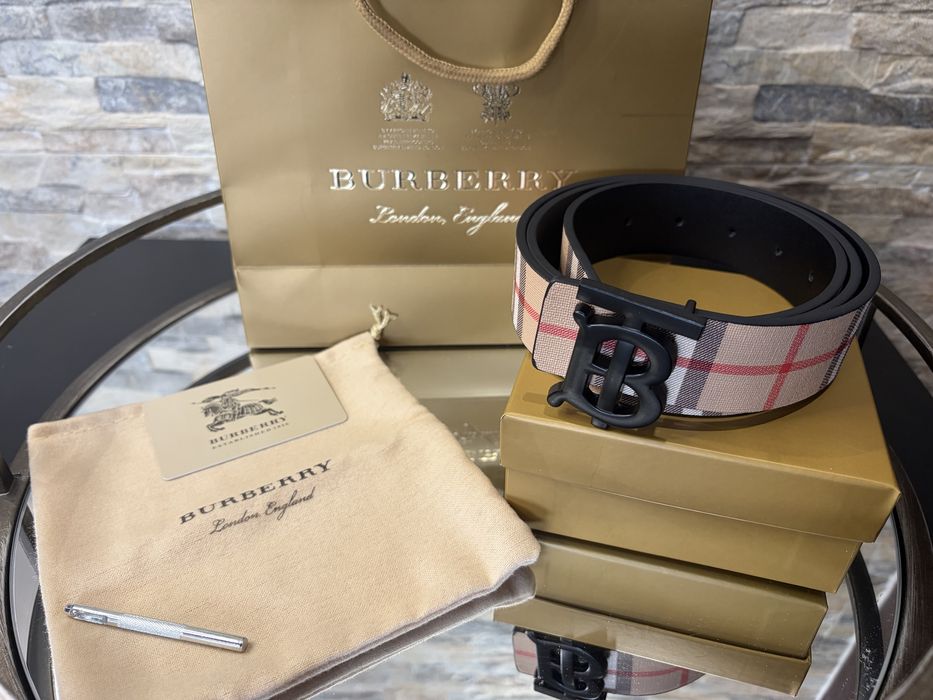 Мъжки Колан Естествена Кожа Burberry