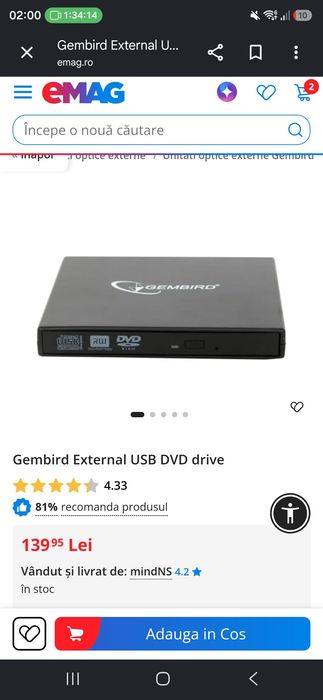 Unitate optica usb DVD/CD drive usb 2.0