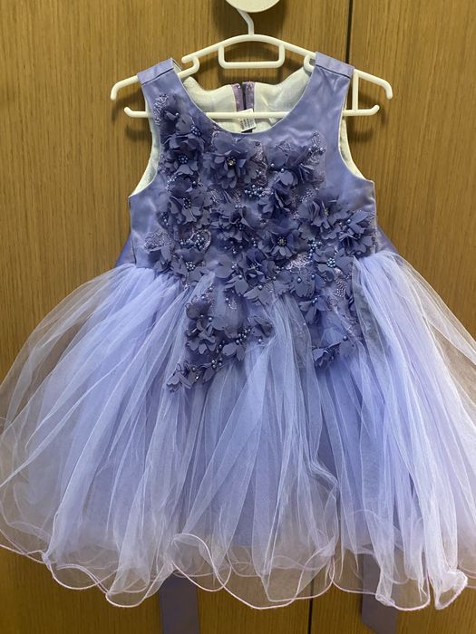 Детска официална рокля, лилава, тюл, 2-3г.