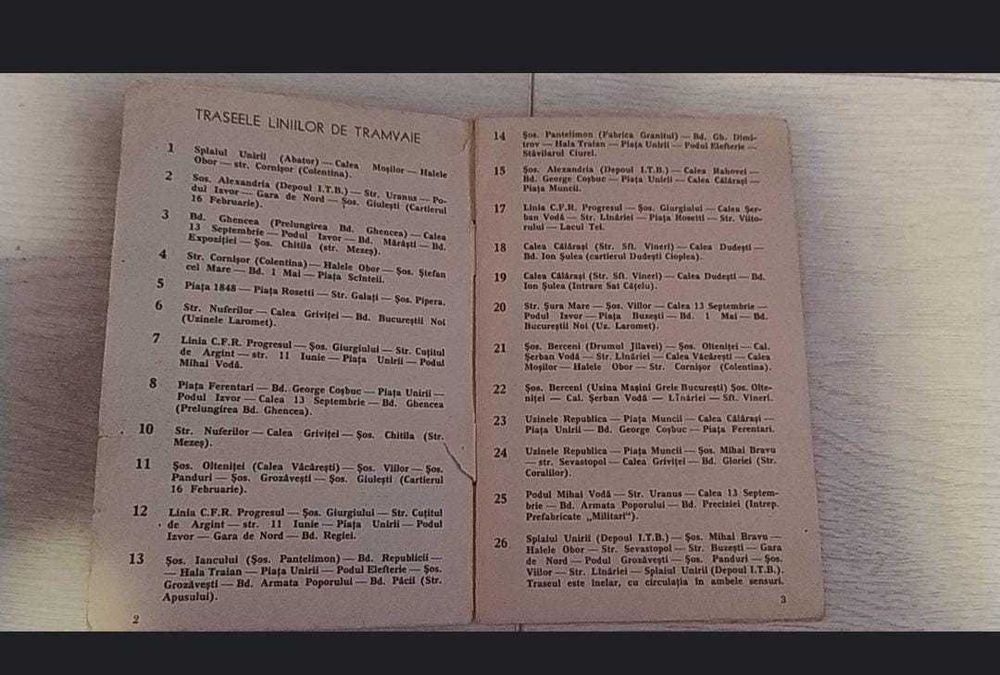 Ghidul traseelor de transport în comun ITB (inclusiv hartă) - 1968