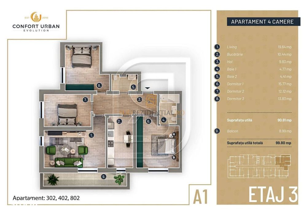 Apartament ideal cu 4 camere de vanzare, decomandat - Rahova
