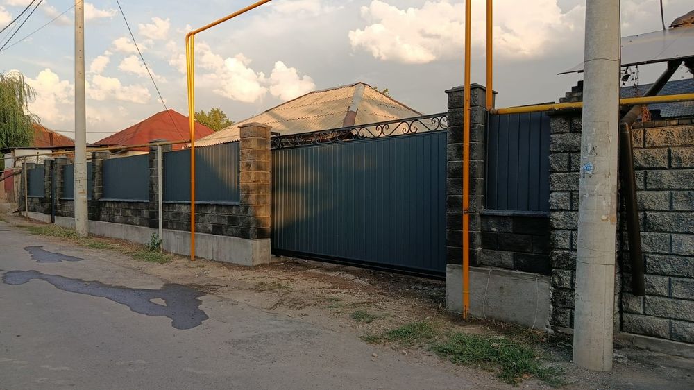 Забор навес откатные ворота