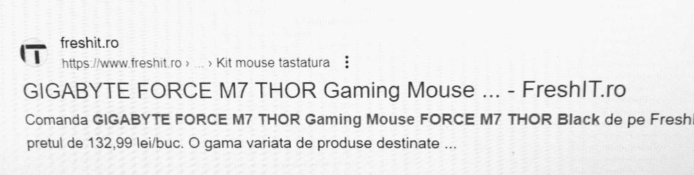 Mouse Gigabyte Force M7 Thor Pro-laser Gaming, cu fir USB